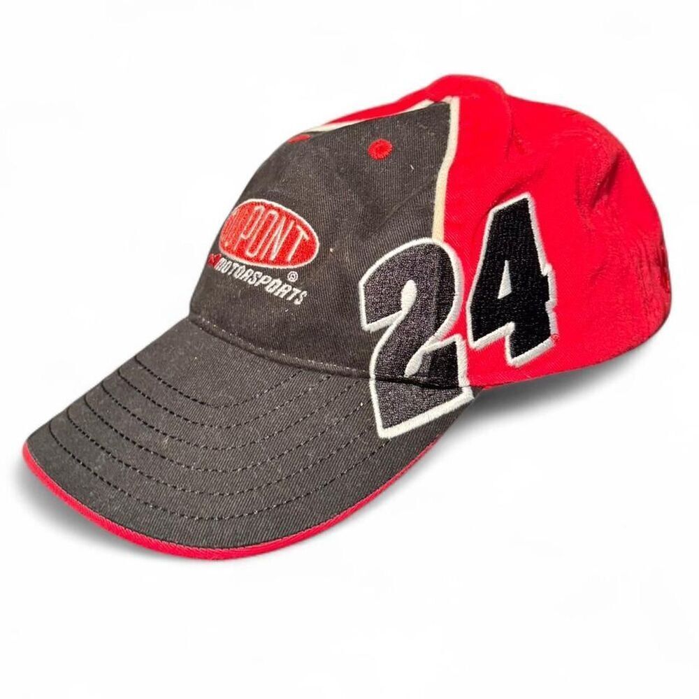 #24 Jeff Gordon DuPont Motorsports Black and red adjustable NASCAR baseball cap